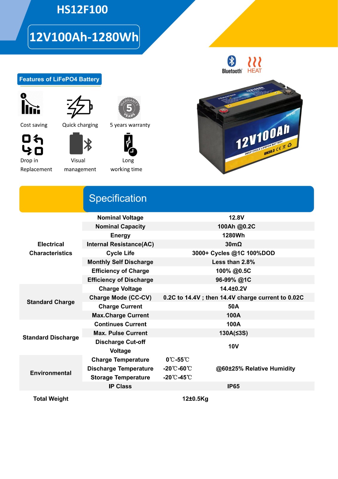 Lead-acid replacement battery12V100AH