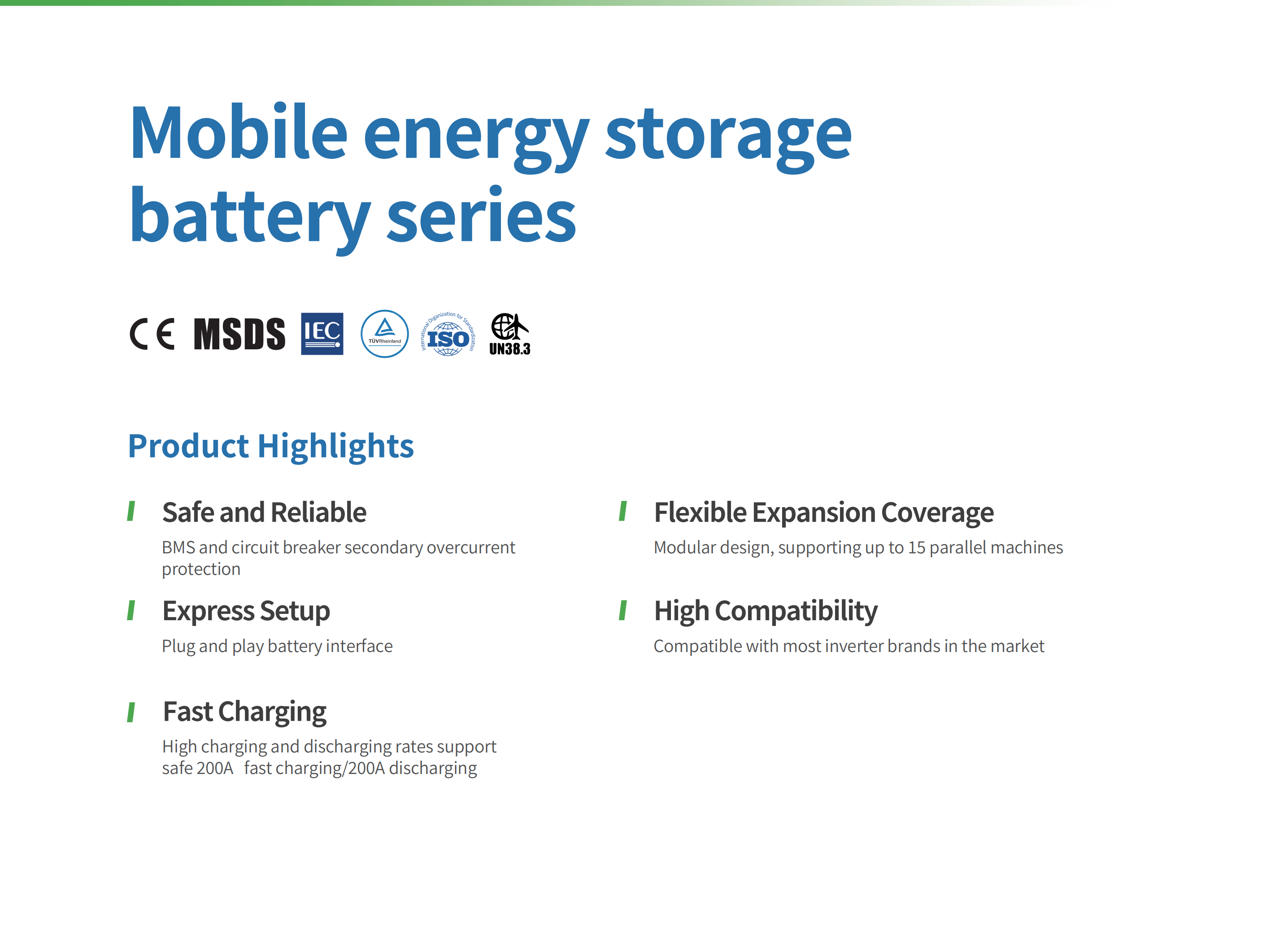Mobile energy storage  battery series